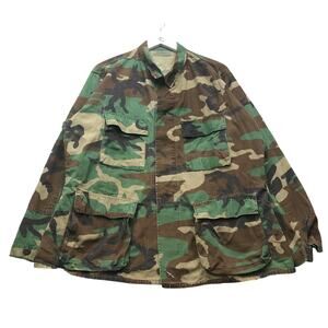Vintage 80s 90s US Army M-65 Field Jacket Mens Large Woodland Military Camo